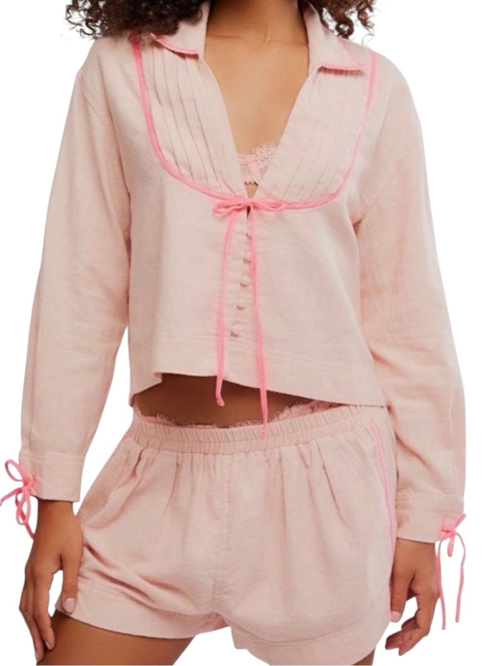Free People Close to Home Short Set Neon Peach Small